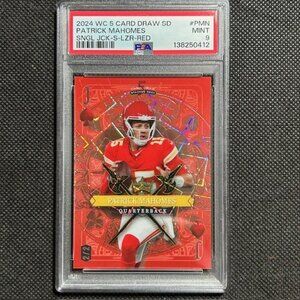 Patrick Mahomes 2/2 Red Lazer Jack Of Spades 2024 5 Card Draw Wild Card PSA 9